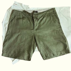 100% Linen JONES & CO Green‎ Lace Up Waist Women’s Short  Sz 12